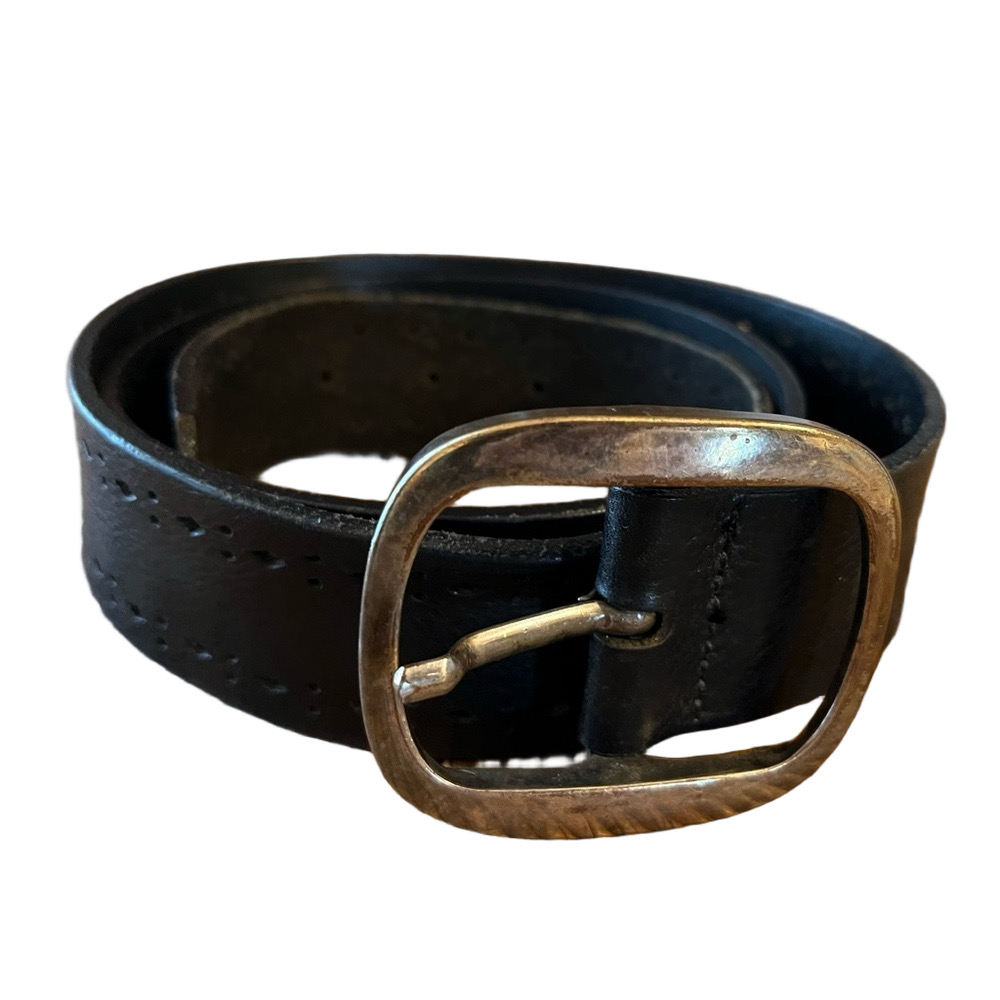 Tommy Hilfiger Black Genuine Leather Belt with silver toned Buckle Size Large